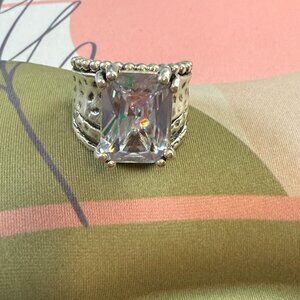 Boho Style Vintage Clear Stone Ring Size 6